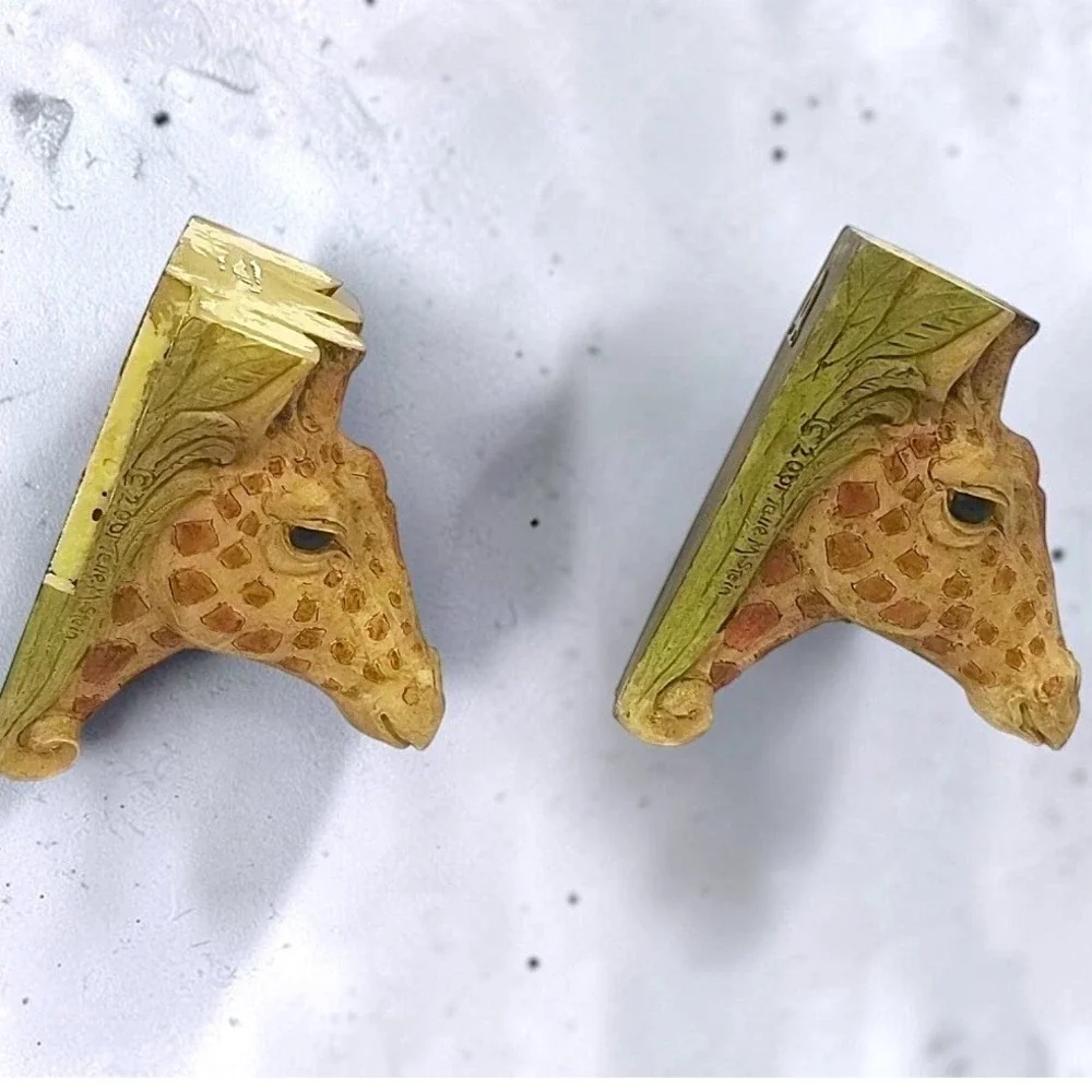 VTG 2001 Tene M. Stein Giraffe Wall Sconce Shelf Corbel Set of 2 Safari Decor